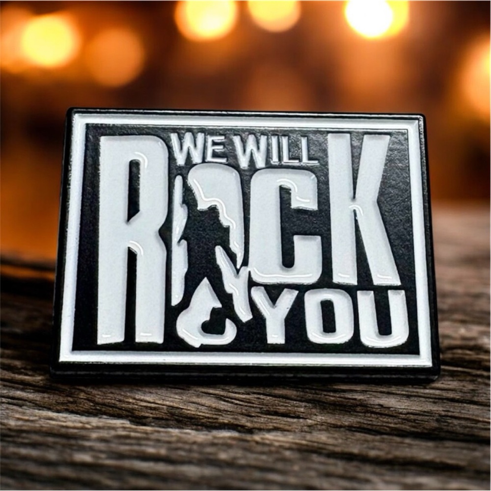 QUEEN Black and White 'We Will Rock You' ENAMEL PIN